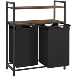 Helloshop26 - Wäschekorb mit 2 Fächern und 2 Ablagen für herausnehmbare Wäschebeutel 46 Liter Fassungsvermögen pro Beutel für 12_0006752