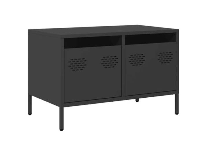 KGFHERENB TV-Schrank Schwarz Metall Lowboard 2 Schubladen 68x39x43,5cm Industrie-Design Fernsehschrank fürs Schlafzimmer und Wohnzimmer mit nivellierbaren Füßen für sicheren Stand auf jedem Boden.
