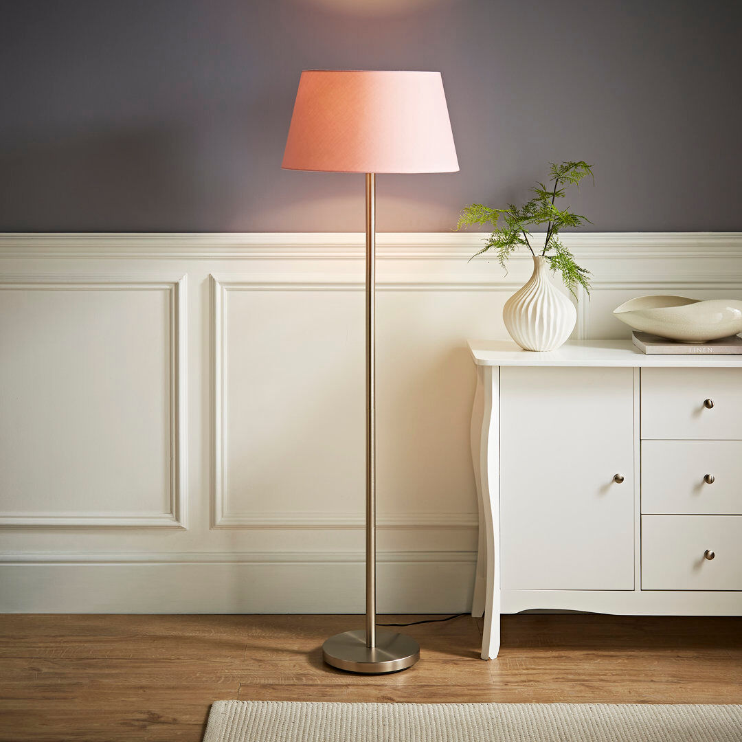 17 Stories Bekbele 158 H cm Traditional Floor Lamp Pink/Brushed Chrome 158cm H X 45cm W X 45cm D