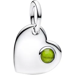 Pandora 794295C08 Silber Charm-Anhänger August Herz Hellgrüner Stein
