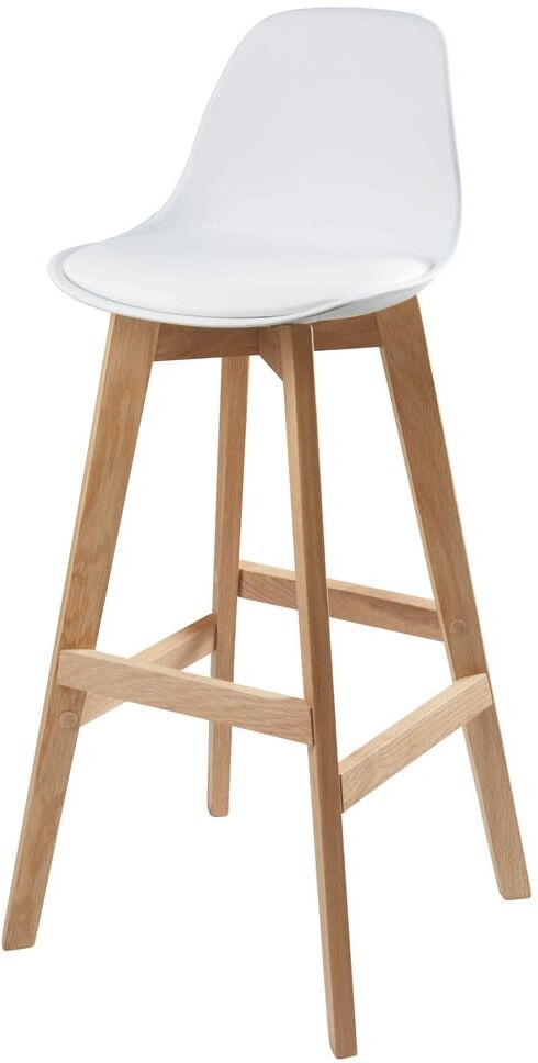 Maisons du Monde Chaise de bar style scandinave blanche et chêne H77 Blanc 46x99x46cm