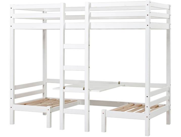 Hochbett HOPPEKIDS ECO Dream JUMBO Kinderbett mit Funktion - Praktisch & flexibel, 90x200 , weiss (weiß), Liegefläche B/L: 90cm x 200cm, kein Härtegrad, Schaumstoffmatratze, Hochbetten, Hochbett, Unteres Bett nutzbar als Bett oder Sitzgruppe. Matratzen in Antrazit.