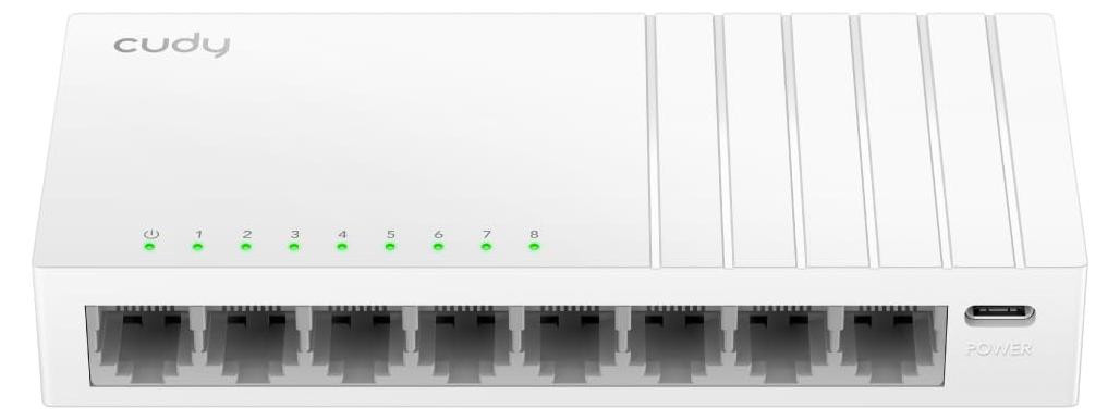 Selius 8-poorts Gigabit Unmanaged Ethernet-schakelaar met USB-C-voeding