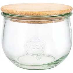 Weck Gläser Tulpenform #744 6 Stück, Inhalt 500 ml, Vorratsglas mit Holzdeckel, Einmachgläser, Transparent