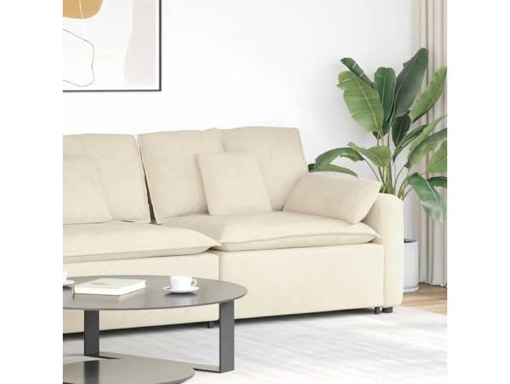 LPERTGFHU Modulares Sofa mit Armlehne, Cordstoff & Metall, Creme, 100 cm Modulbauweise, Links oder rechts montierbar, Holz-Armlehnen