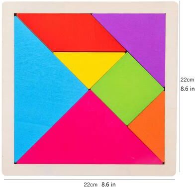Inspire Curations Wooden Tangram Puzzle For Kids, 7 Piece Color Shape Brain Teaser Set set 1