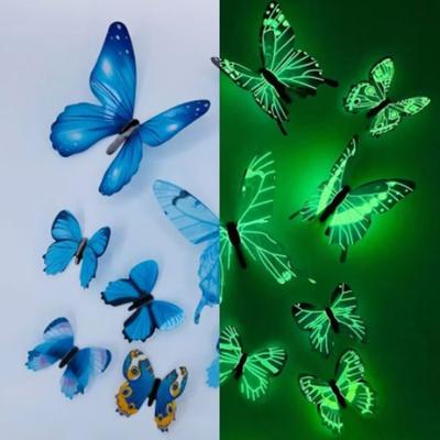 Inspire Daily Merch Creative 3D Luminous Butterfly Wall Stickers, DIY Home Decoration, Modern Wall Art, Gift Ideas blue