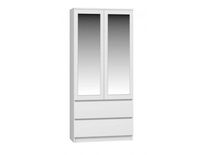 TURIN - Armoire 2 portes avec miroir style moderne chambre à coucher - 90x50x180 - 2 tiroirs