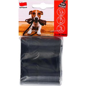 Quickpack Hundekotbeutel 412300, 40 Beutel (2 Rollen je 20 Beutel), 20 x 33cm, 20 Stück