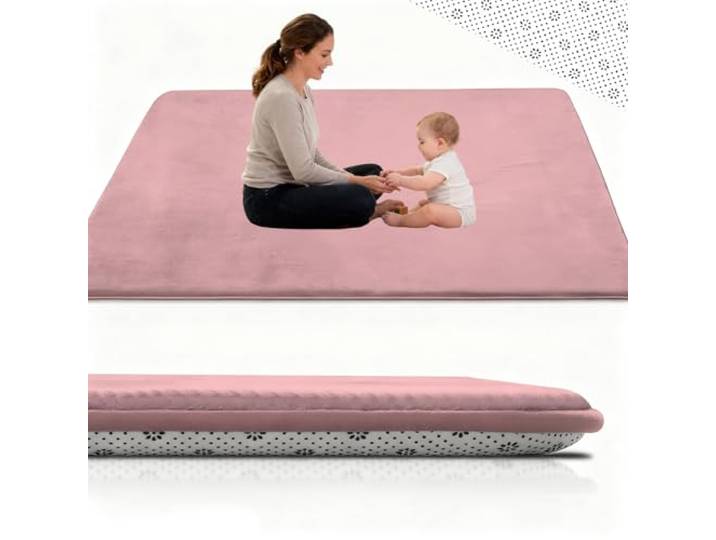 Stqyeiw 3CM Dicker Spielteppich Krabbelmatte Baby Spielmatte, Teppich Kinderzimmer mit Memory-Schaum Rutschfester Entwurf für Kinderzimmer und Schlafzimmer 140 x 180 cm Rosa