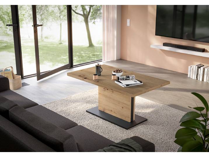 Höhenverstellbarer Couchtisch Deya 120cm 120 x 49 x 70cm Holz/Braun/Asteiche Dekor