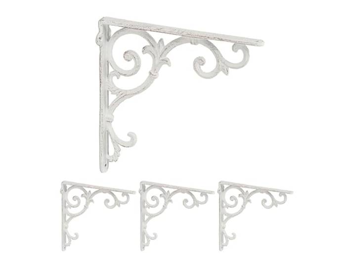 Relaxdays Lot de 4 équerres pour étagères\, en Fonte\, Design Rustique\, H x L x P : 24\,5 x 4 x 24\,5 cm chacune\, Blanc