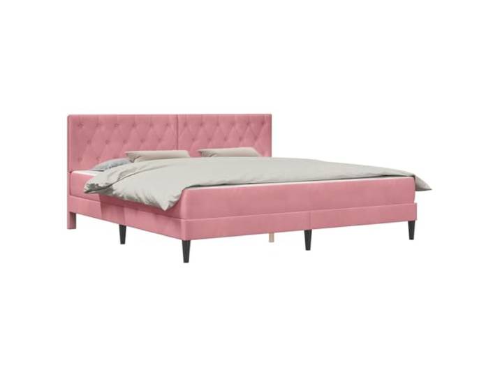 MNCVXAXG Bett mit Matratze Rosa 200 x 200 cm Samt Struktur aus Sperrholz, bequemes Kopfteil, Lattenrost, Verwendung im Innenbereich