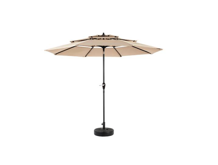 Oxeza Sonnenschirm 294/294/250 cm Khaki (Keine Basis), Sandfarben, Metall, Mode, 294x294 cm, Sonnenschutz, Sonnenschirme