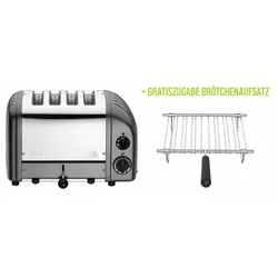 Classic Toaster Premium 4-Schlitz inkl. Gratis Brötchenaufsatz Metallic-Anthrazi...