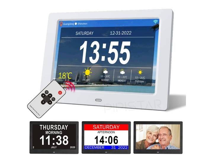 7/10.1 pouces WiFi calendrier cadre Photo démence horloge heure Date prévisions météorologiques horloge de bureau intelligente