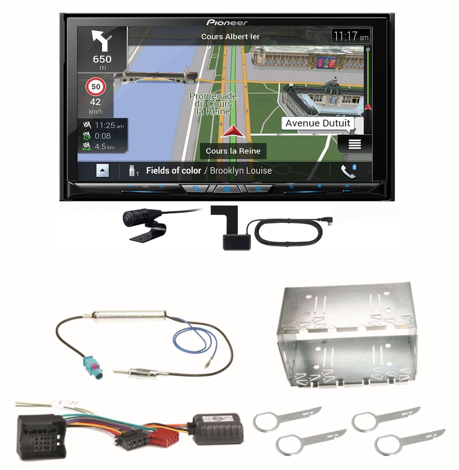 Pioneer AVIC-Z830DAB Navigation Bluetooth CD USB MP3 Einbauset für Fox Polo 9N3