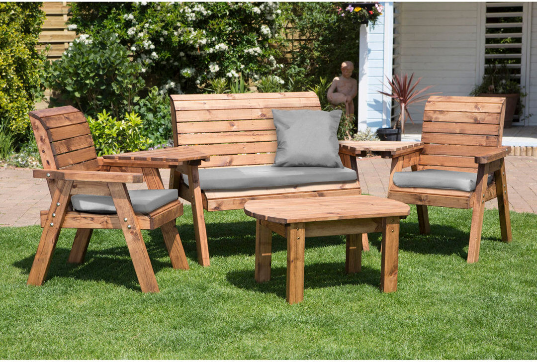 Union Rustic Gagnon 4 Seater Sofa Set Grey 4