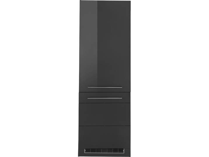Kühlumbauschrank KOCHSTATION KS-Wien , grau (grau hochglanz), B:60cm H:200cm T:60cm, MDF, Schränke, Kühlumbauschrank, 60 cm breit, 200 cm hoch, geeignet für Einbau-Kühlgefrierkombination