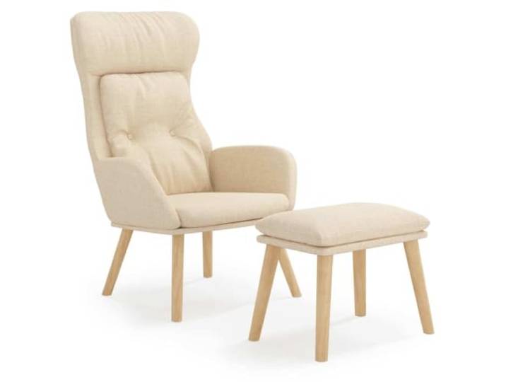 Makastle Relaxsessel mit Hocker Creme Stoff