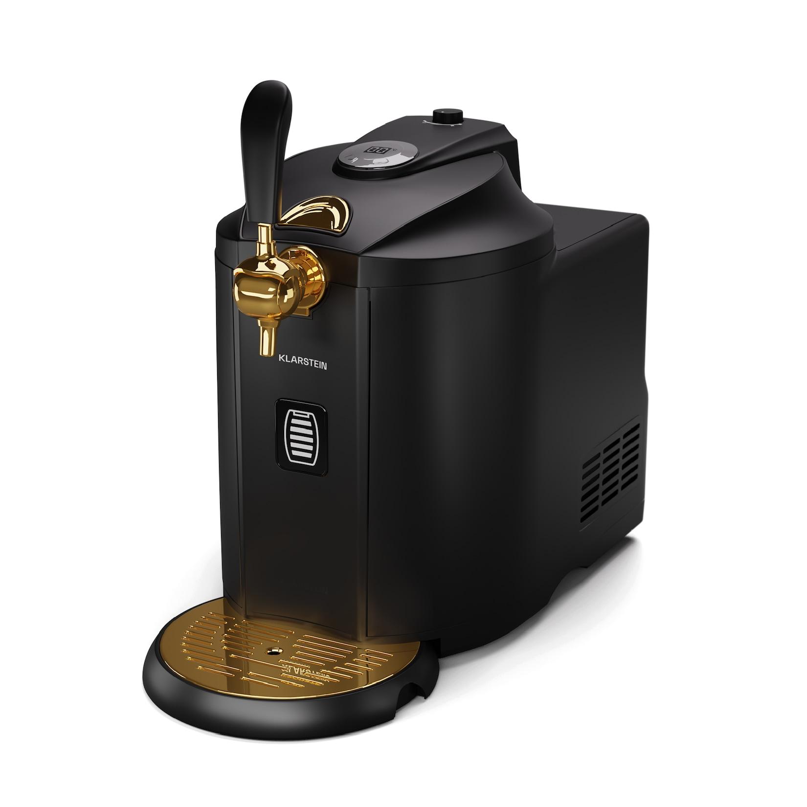 Beerkules Bierzapfanlage 5l Fässer Kompressor 120W Cooling: 4h Schwarz/Antik-Gold-Metallic