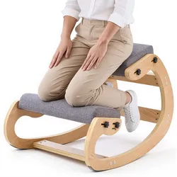 VEVOR Ergonomischer Kniehocker mit Dicken, Integrierten Schaumstoffpolstern & Massivholzrahmen, Höhenverstellbarer Kniestuhl zur Entlastung von Nacken und Rücken, Ideal für Zuhause, Büro, Grau