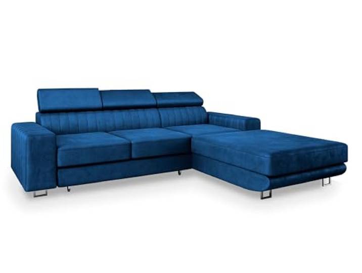 Masseno Ecksofa NOTO R-S mit Schlaffunktion L-Form, Sofa mit Bettkasten, Wohnzimmersofa, Couch, Soffa, Bettsofa, Couchgarnitur- Blau, Monolith 77