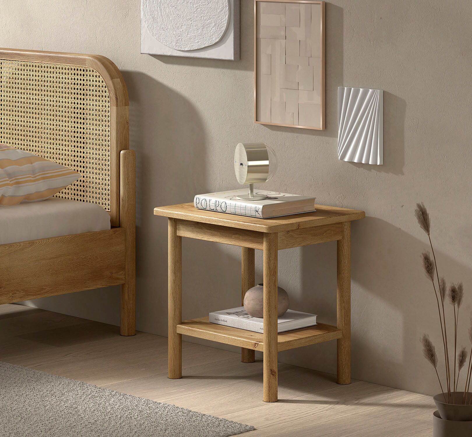 Nachtkonsole VIPACK "Olive, aus teilmassiver Eiche, natur lackiert", braun (eiche natur), B:50cm H:50cm T:40cm, Holz teilmassiv, Sideboards, Nachtkonsole, mit einem Ablageboden, universell einsetzbar eiche natur B/H/T: 50cm x 50cm x 40cm, Eiche