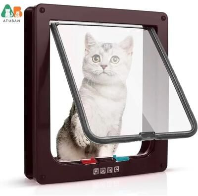 Uplifted Finds ATUBAN Professional 4 Way Locking Pet Portal brown 28 X 25 X 5.3 Cm