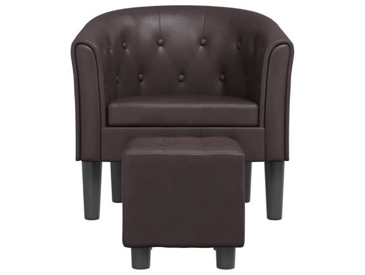 Fauteuil cabriolet - SALALIS - SP7343 - Similicuir marron - Dimensions 70x56x68 cm - Repose-pied inclus