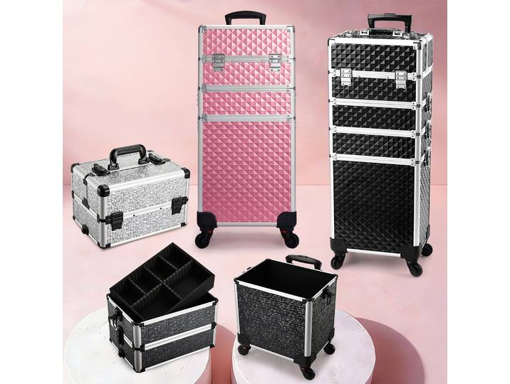Mallette de maquillage détachable 4 en 1, mallette de Train en alliage pour manucure des ongles sur roulettes, serrure pour Salon, mallette de rangement de grande capacité