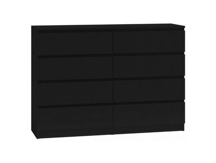 Commode noire - TOP E SHOP - Série MALWA - Modèle M8-140 CM - 8 tiroirs - 138 x 40 x 97 cm - Sans poignées