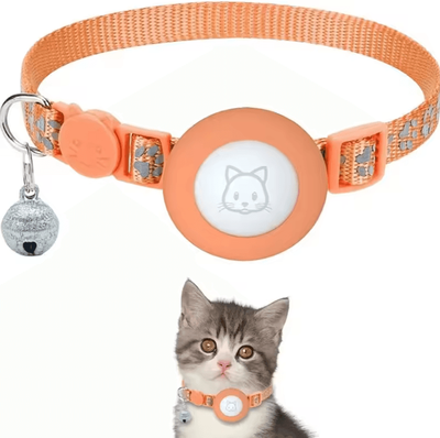 Inspire Curations TrackSafe AirTag Cat Collar With Reflective Safety Design orange With Paw 1pcs