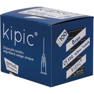 KIPIC Kanülen Mikroinjektion, 100 Stück, 33G x 0,315 Zoll, grau, sterile Injektionskanül