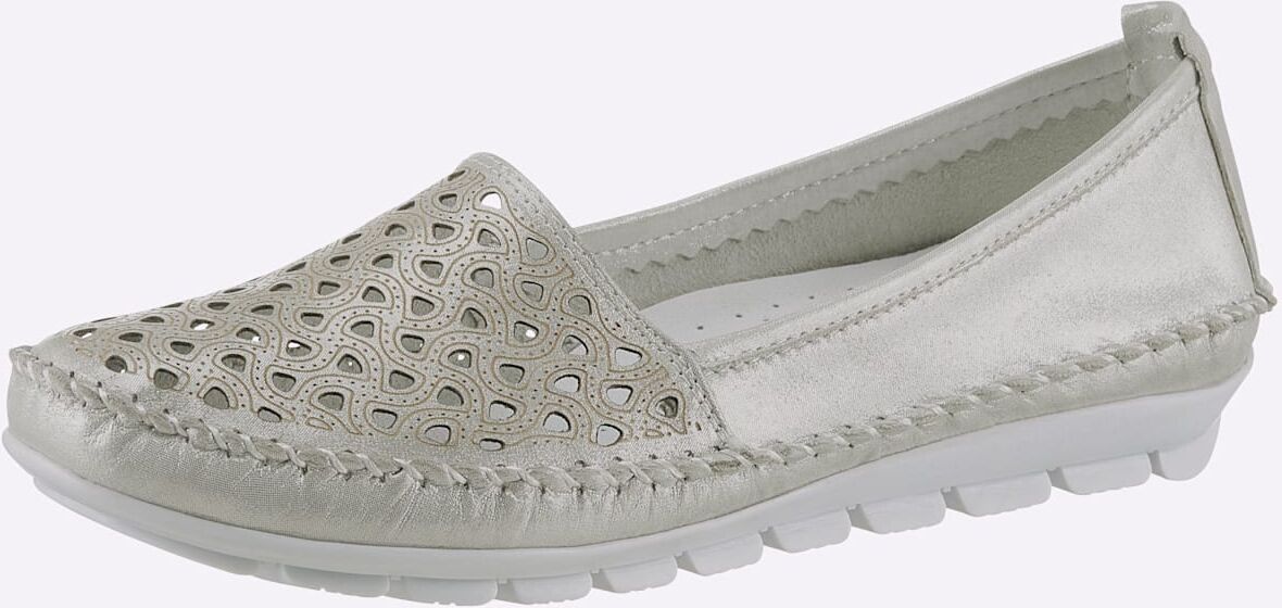 Slipper GEMINI, Damen, Gr. 38, silber (silberfarben), Glattleder, Schuhe Slipper silberfarben 38