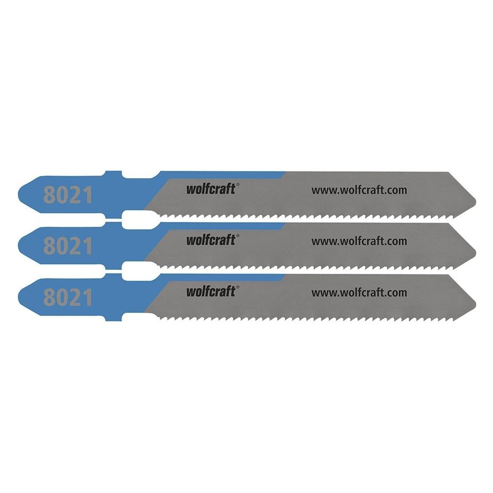 wolfcraft Stichsägeblätter, HSS, T-Schaft, Feinschnitt, 3 mm, Blisterpackung mit 3 Stück (77557184)