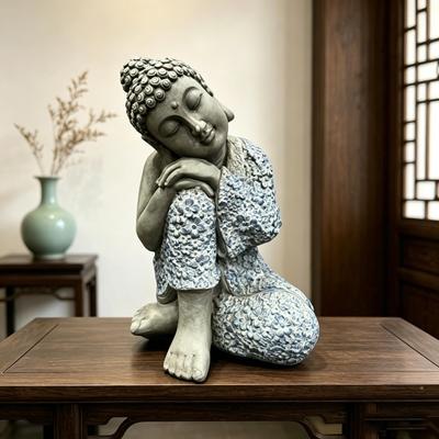 Kodotan sofa "Serene Sleeping Buddha Statue, 16.34"" Tall Resin Meditating Buddha Figurine, Weatherproof Zen Decor for Patio"