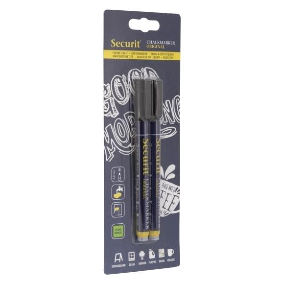 Securit Kreidestift 1-2mm BL-SMA100 schwarz, 2 Stück (2x) (BL-SMA100-V2-BL)