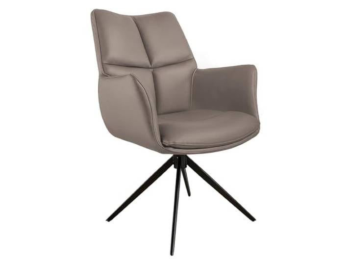 Stuhl PAPILLON - 62cm - braun - Echtleder Metall-Beine drehbar Armlehne Auto-Return-Funktion, hoher Komfort, bequeme Polsterung, pflegeleicht, langlebig, stabil, Esszimmerstuhl