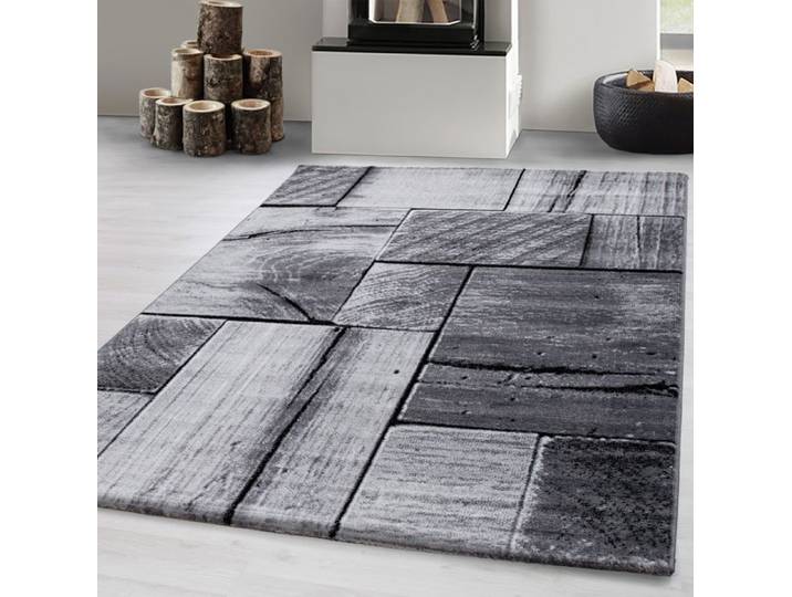 Carpetsale24 Tapis moderne à poils ras tendance Noir Tapis 160x230 cm modèle de mur en bois 3D tapis moelleux