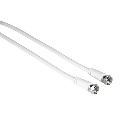 Hama 00205039 SAT-Anschlusskabel, F-Stecker - F-Stecker, 5 m, 75 dB, Weiß