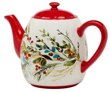 "Certified International Christmas Gatherings Teapot, 36 oz. - 9"" x 5.25"" x 6.5"""