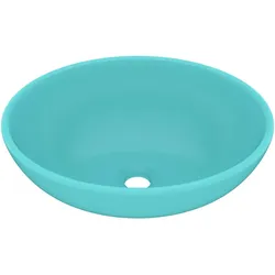 vidaXL Luxuriöses Ovales Waschbecken Matt Hellgrün 40x33 cm Keramik