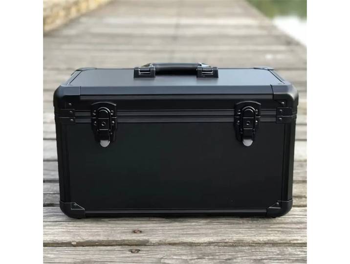 Grande boîte à outils en alliage d'aluminium 49x29x30cm, à travers la Machine, mallette de transport rigide, boîte de rangement, équipement, boîte d'emballage de modèle d'avion