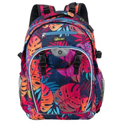 Wheel Bee 950029 - Rucksack Generation Z, Monstera, mit integriertem LED, Schul-, Freizeit- und Sportrucksack