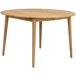 Esstisch Tyler aus massiver Eiche, skandinavisches Design, rund, ausziehbar auf 165 cm, natur