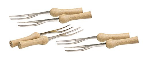 KitchenCraft Set van 6 roestvrijstalen maïspiesjes met houten handvat, 9,5 cm