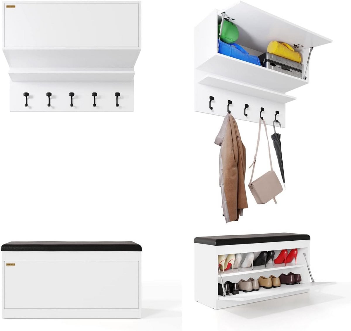 3-delige Garderobe Set Halmeubel Wit Eiken - Breedte: 100 cm