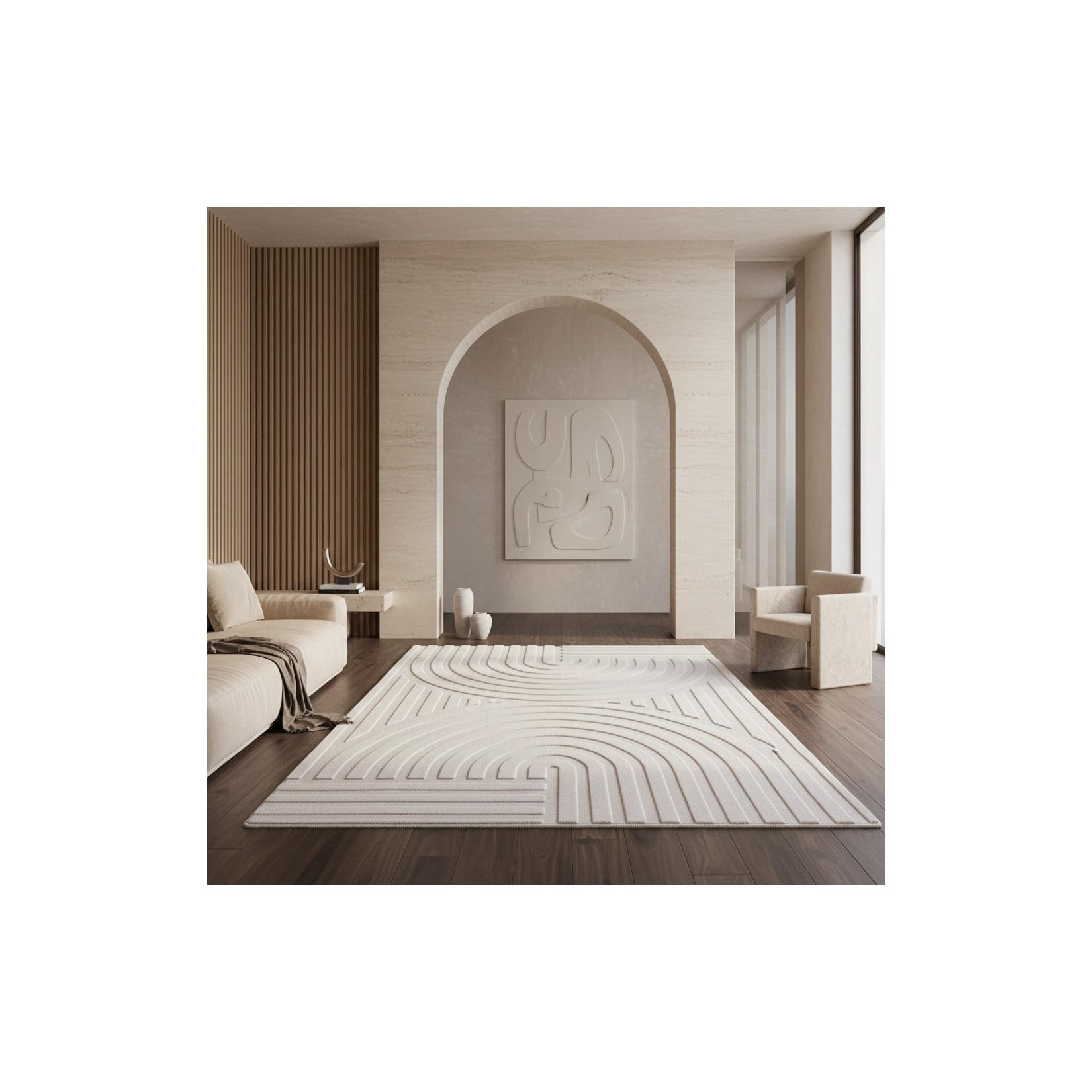 Kurzflorteppich Waschbar LAVAREDO, im Boho-Stil, Creme, 240 x 340 cm