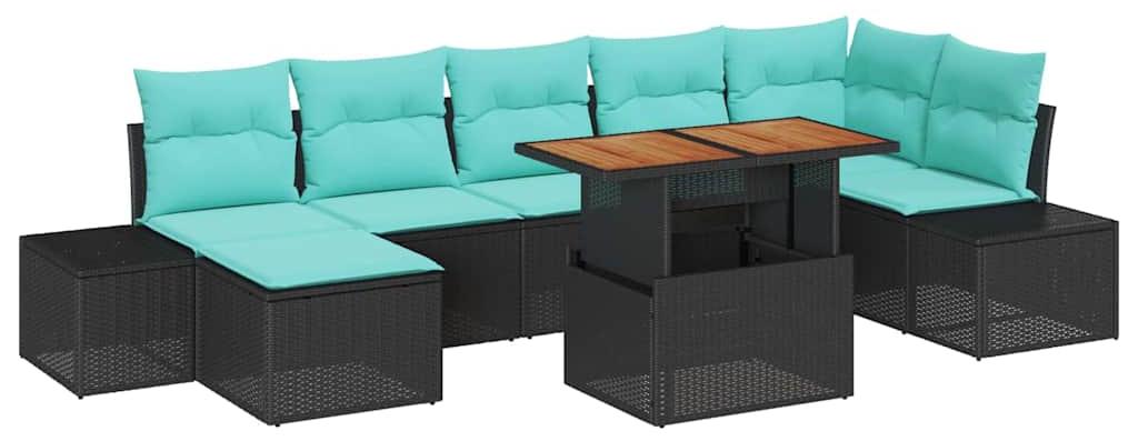 vidaXL Garten-Sofa-Set 8 stk. Schwarz und Teal